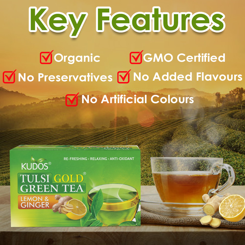 Tulsi Lemon & Ginger Green Tea (2g X 25tea Bag) - Image 4