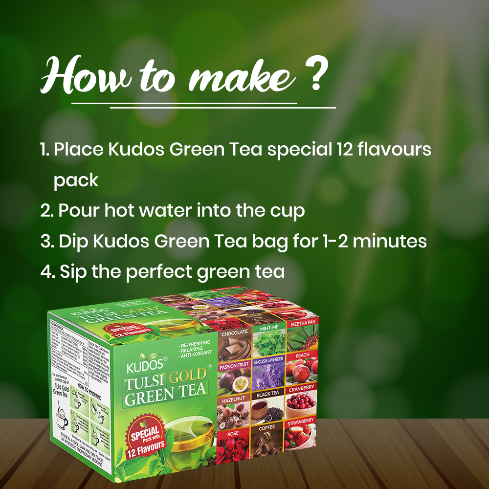 Kudos Tulsi Gold Green Tea With 12 Flavours - Image 4