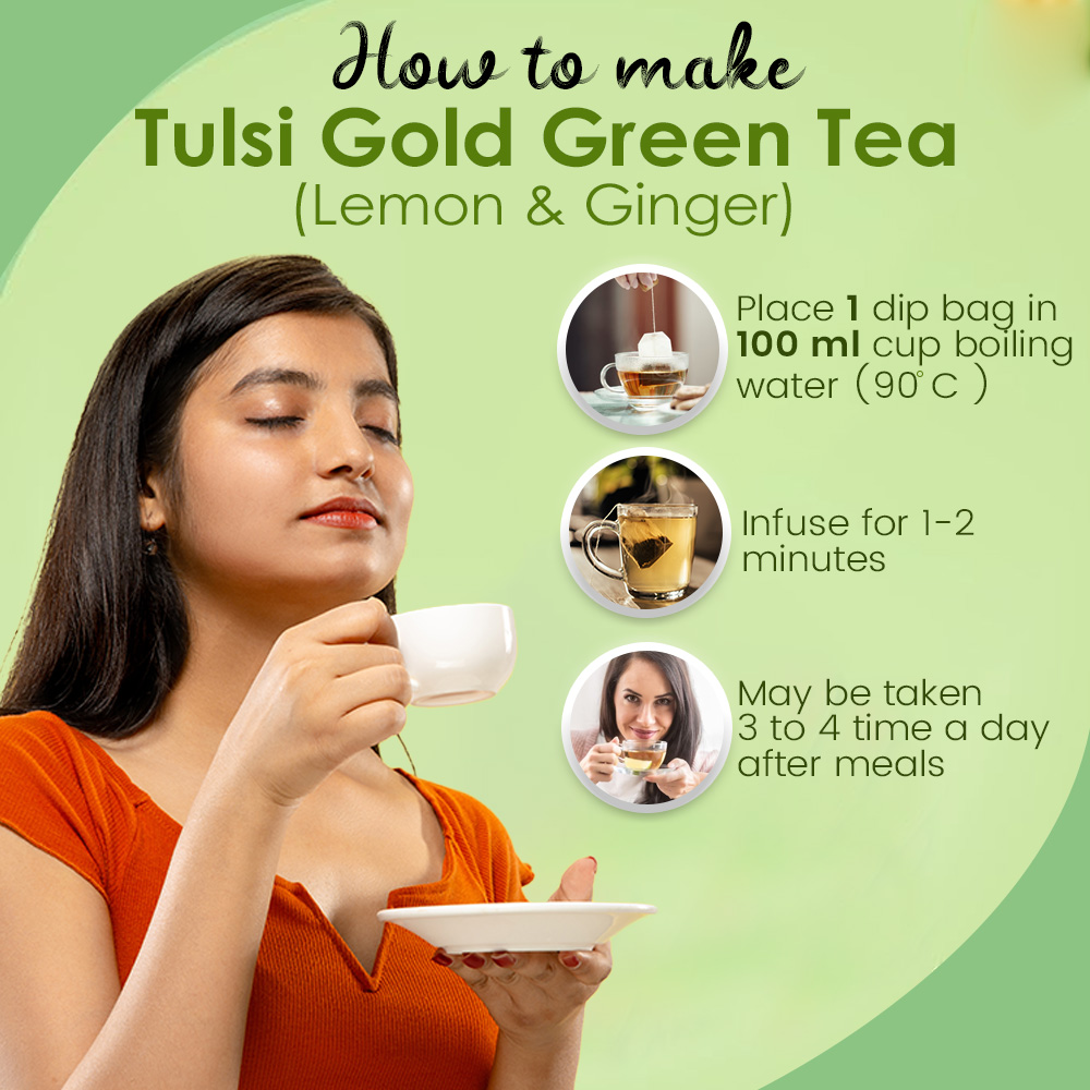 Tulsi Lemon & Ginger Green Tea (2g X 25tea Bag) - Image 6