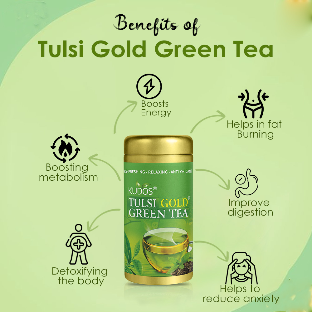 Tulsi Gold Green Tea - Best Anti-Oxidant (100g) - Image 2