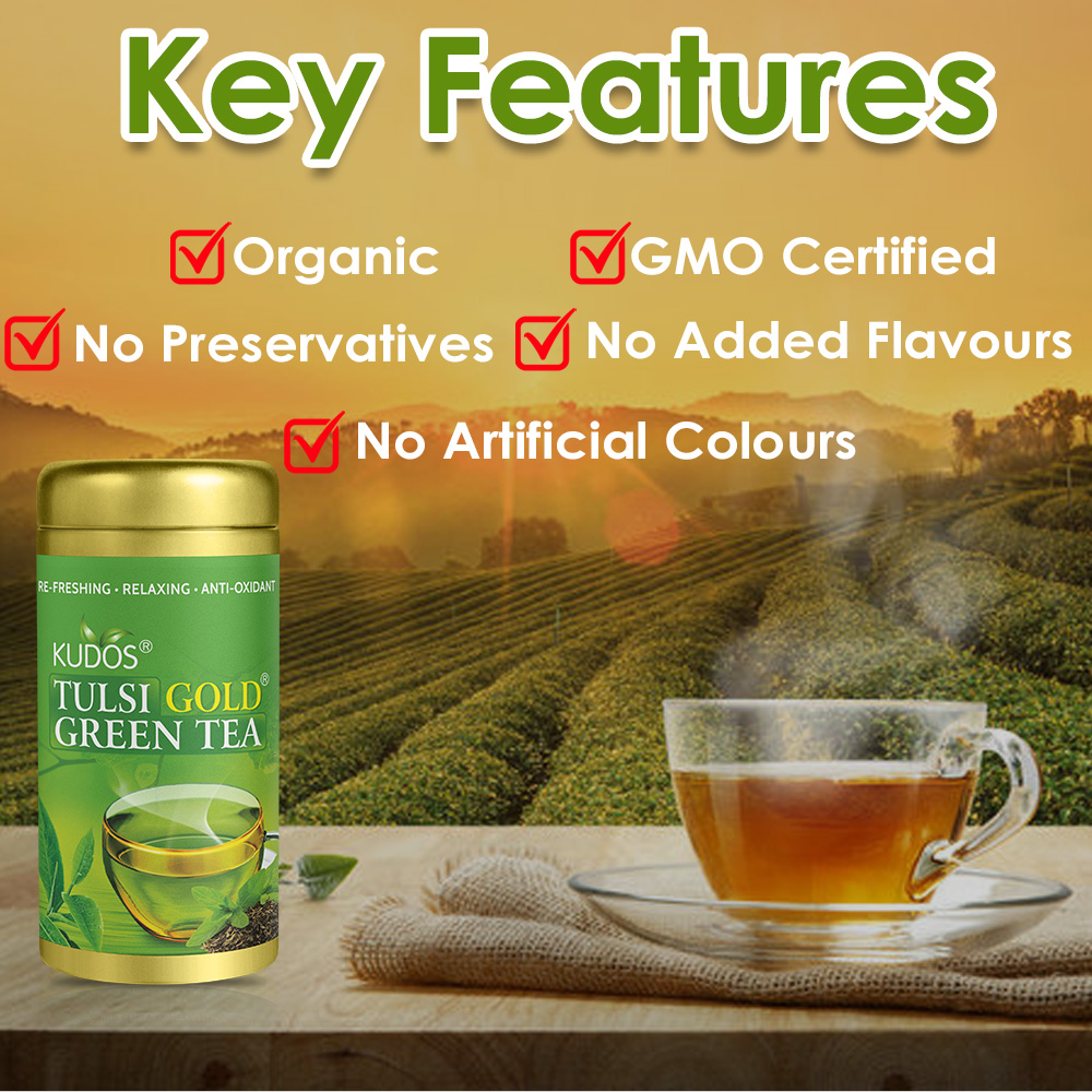Tulsi Gold Green Tea - Best Anti-Oxidant (100g) - Image 3