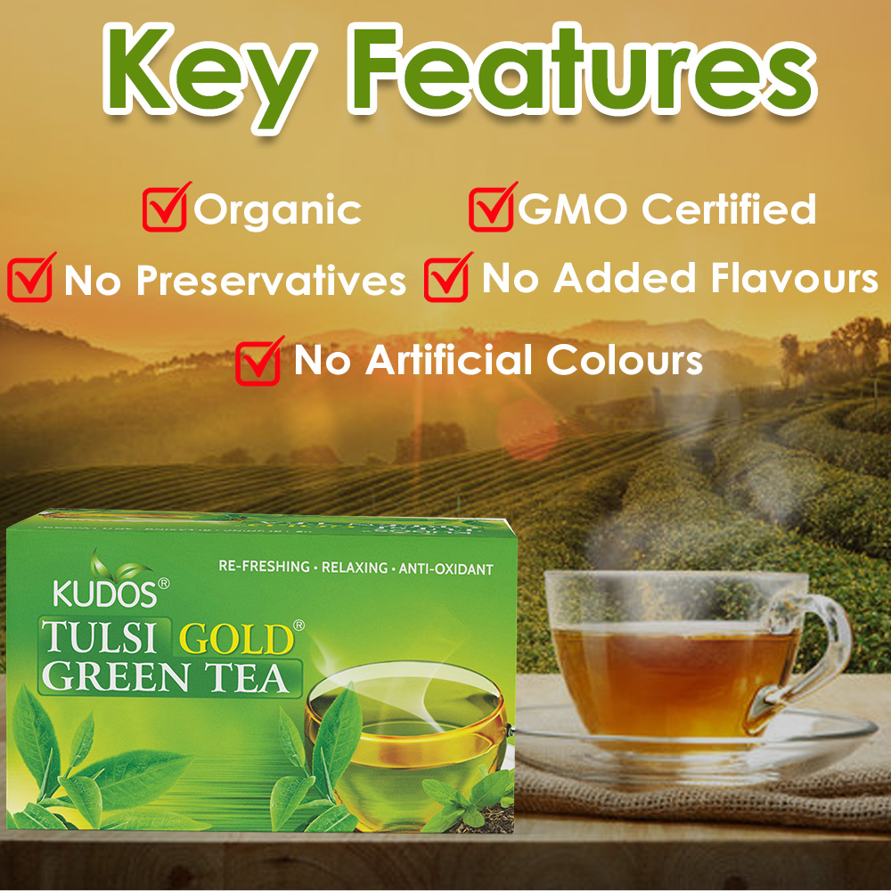 Tulsi Gold Green Tea - Best Anti-oxidant (2g x 25 Bags) - Image 3