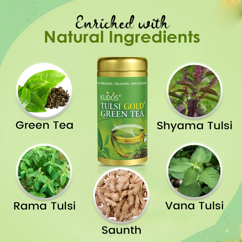 Tulsi Gold Green Tea - Best Anti-Oxidant (100g) - Image 4
