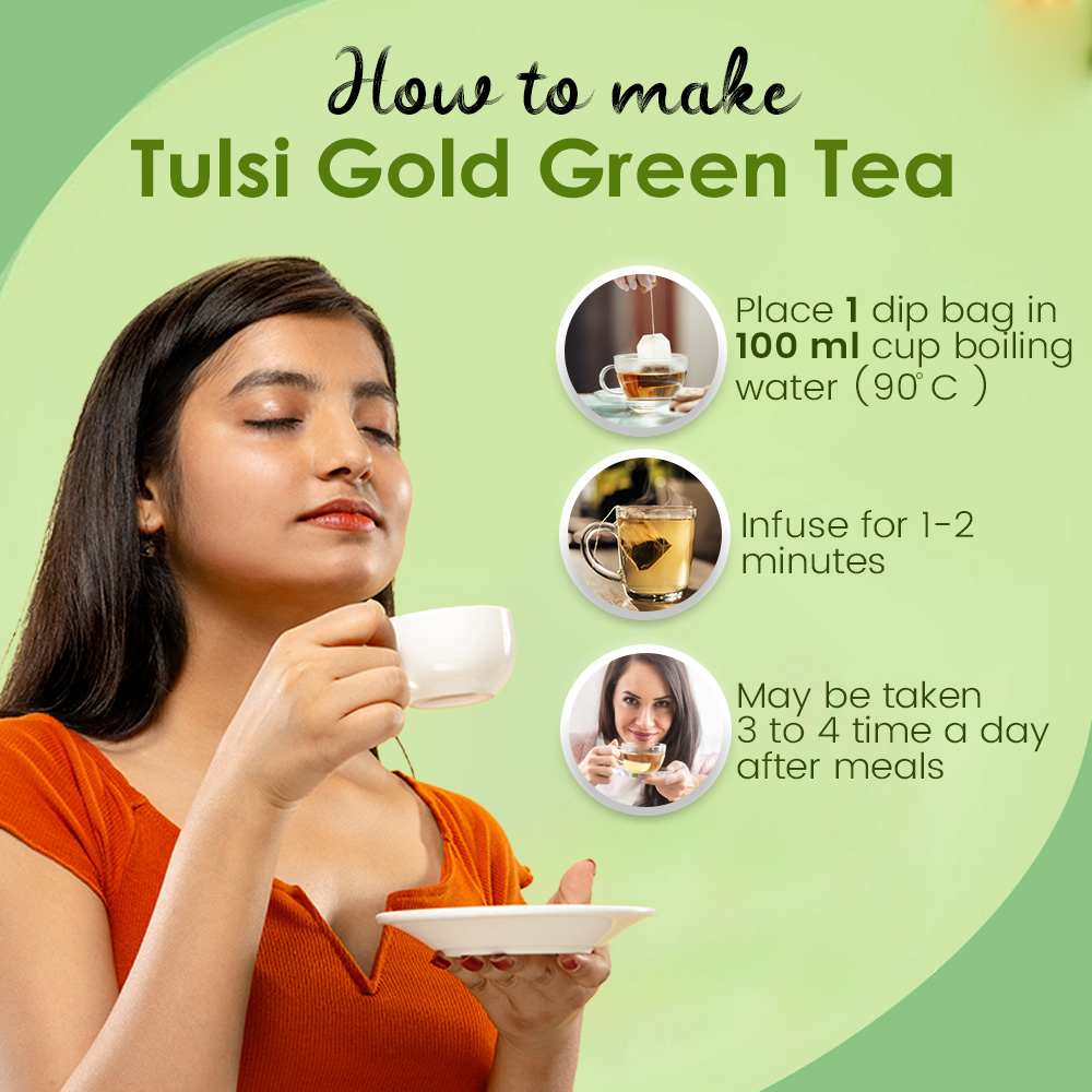 Tulsi Gold Green Tea - Best Anti-oxidant (2g x 25 Bags) - Image 5
