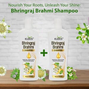 Kudos Ayurveda Bhringraj Brahmi Shampoo Pack of 2 for Healthy Hair Care